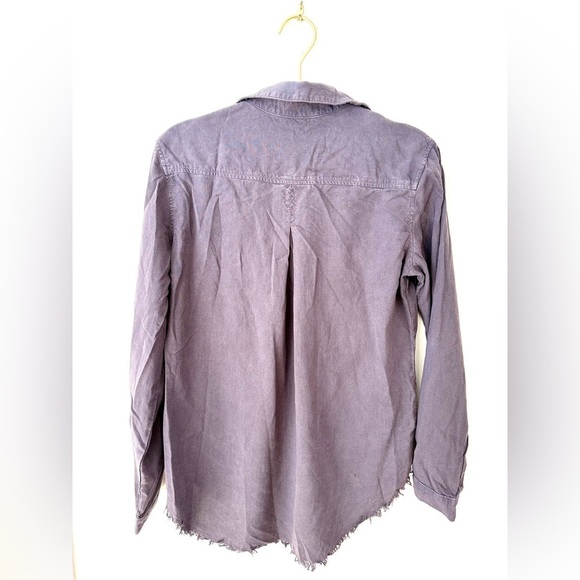 Cloth & Stone Fringe Button Down Shirt in Grey/ Purple - Picture 8 of 9